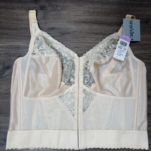 Carnival Lace Longline Bra‎ 44DD Champagne Front Closure Wireless NWT